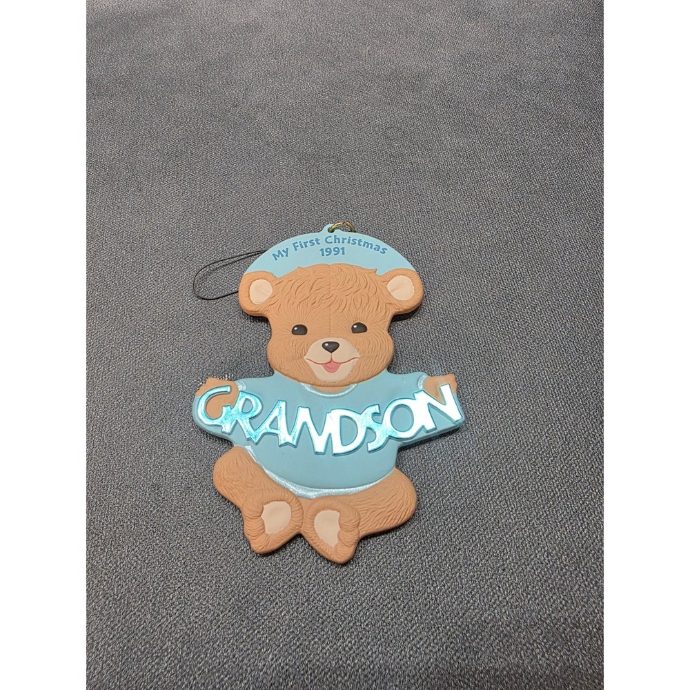 Hallmark Keepsake Ornament 1991 Grandsons First Christmas Teddy Bear Vintage Box